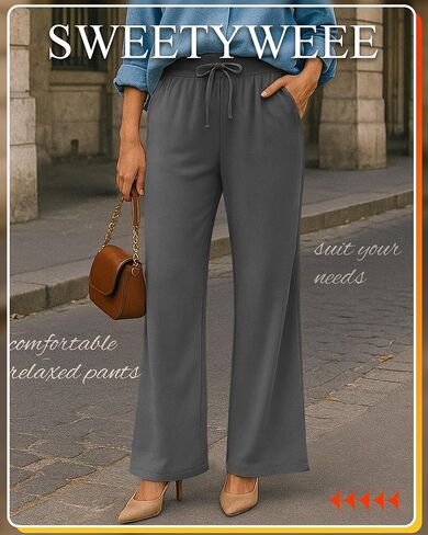 4 Pack Women's Fleece Lined Sweatpants Wide Leg Lounge Pants Baggy Thermal Winter Warm Baggy Sweats in Saudi Arabia