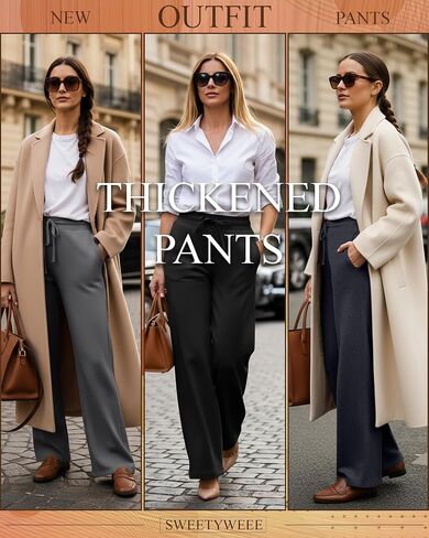 4 Pack Women's Fleece Lined Sweatpants Wide Leg Lounge Pants Baggy Thermal Winter Warm Baggy Sweats in Saudi Arabia