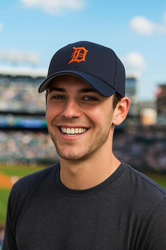 Officially Licensed Detroit Baseball Structured Hat Classic Home Team Logo Adjustable Navy Blue with Orange Logo Cap in Saudi Arabia