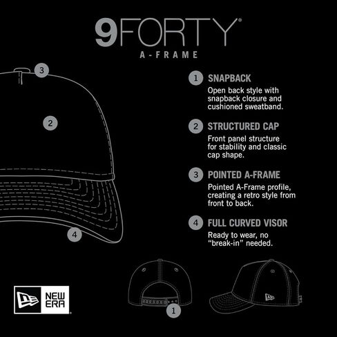 New Era NFL Chrome Arch 9FORTY M-Crown A-Frame Trucker Mesh قبعة سناباك قابلة للتعديل مقاس واحد يناسب الجميع in Kuwait