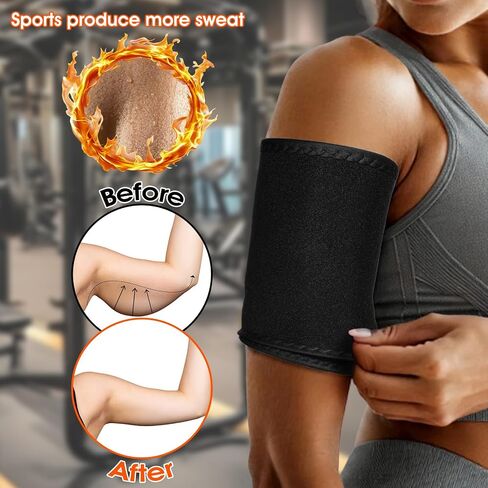 1 Pair Arm Trimmers Adjustable Sauna Sweat Bands Workout Arm Fat Reducer Bands Trainer Toner Slimmer Sleeves for Women Flabby Arms Sports Workout (Black) in Saudi Arabia