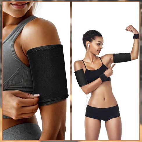 1 Pair Arm Trimmers Adjustable Sauna Sweat Bands Workout Arm Fat Reducer Bands Trainer Toner Slimmer Sleeves for Women Flabby Arms Sports Workout (Black) in Saudi Arabia