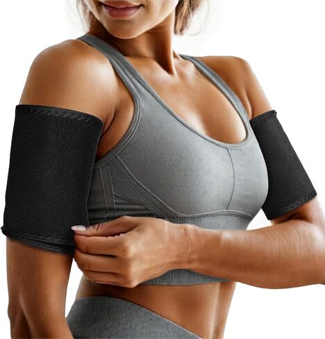 1 Pair Arm Trimmers Adjustable Sauna Sweat Bands Workout Arm Fat Reducer Bands Trainer Toner Slimmer Sleeves for Women Flabby Arms Sports Workout (Black) in Saudi Arabia