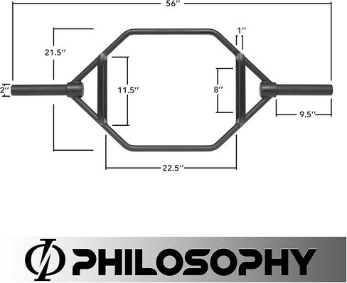Philosophy Gym 2" Olympic Hex Trap Bar - Pro Barbell for Deadlifts, Shrugs & Squats in Kuwait