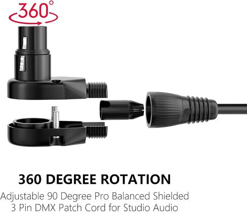 كابل ميكروفون XLR ذكر إلى الزاوية اليمنى XLR أنثى 2 حزمة، قابل للتعديل 90 درجة احترافية متوازنة ومحمية 3 دبوس DMX تصحيح سلك للاستوديو الصوتي وDJ مرحلة التسجيل المباشر (B، 3 أقدام) in Kuwait