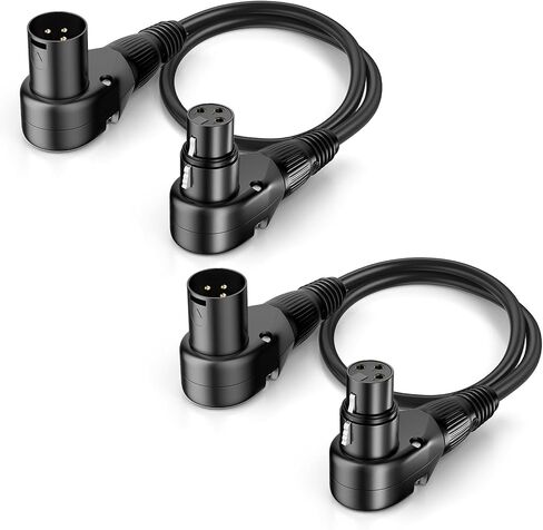 كابل ميكروفون XLR ذكر إلى الزاوية اليمنى XLR أنثى 2 حزمة، قابل للتعديل 90 درجة احترافية متوازنة ومحمية 3 دبوس DMX تصحيح سلك للاستوديو الصوتي وDJ مرحلة التسجيل المباشر (B، 3 أقدام) in Kuwait