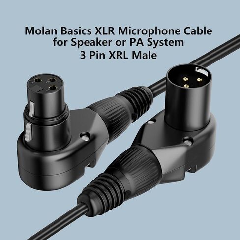 كابل ميكروفون XLR ذكر إلى الزاوية اليمنى XLR أنثى 2 حزمة، قابل للتعديل 90 درجة احترافية متوازنة ومحمية 3 دبوس DMX تصحيح سلك للاستوديو الصوتي وDJ مرحلة التسجيل المباشر (B، 3 أقدام) in Kuwait
