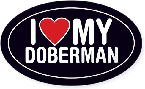 ملصق CafePress I Love My Doberman البيضاوي/ملصق ممتص الصدمات للسيارة بيضاوي in Kuwait