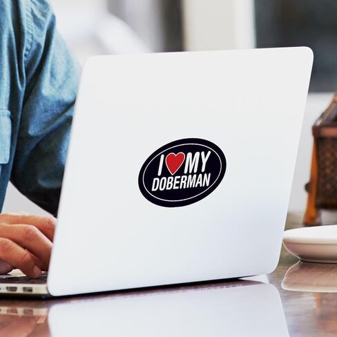 ملصق CafePress I Love My Doberman البيضاوي/ملصق ممتص الصدمات للسيارة بيضاوي in Kuwait