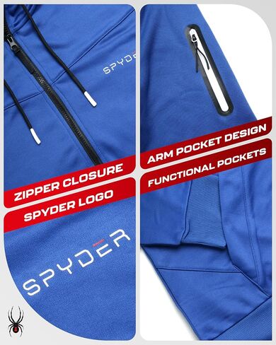 سويت شيرت Spyder الرجالي النشط - سويت شيرت بغطاء للرأس من الصوف بتقنية الأداء - سترة رياضية بسحاب كامل للرجال (S-XL) in Kuwait