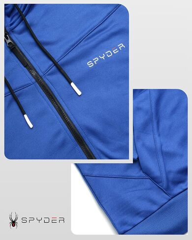 سويت شيرت Spyder الرجالي النشط - سويت شيرت بغطاء للرأس من الصوف بتقنية الأداء - سترة رياضية بسحاب كامل للرجال (S-XL) in Kuwait