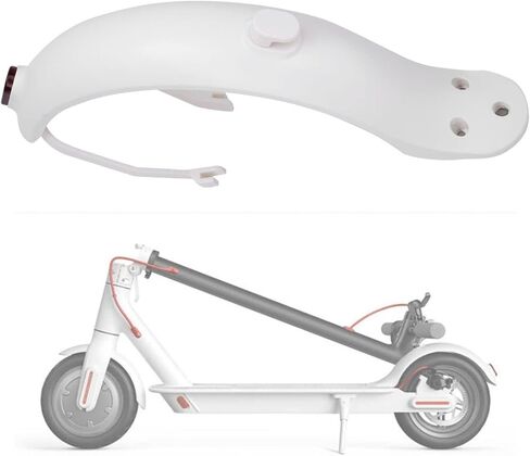 Scooter Rear Fender, Rear Mudguard Fender Bracket with Taillight and Hook for Mijia M365 Electric Scooter in Saudi Arabia