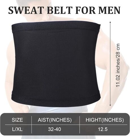 Waist Trainer Trimmer Workout Stomach Wrap Belt Sweat Belt Band for Men Lower Belly Band (Black and Silver, One Size) in Saudi Arabia