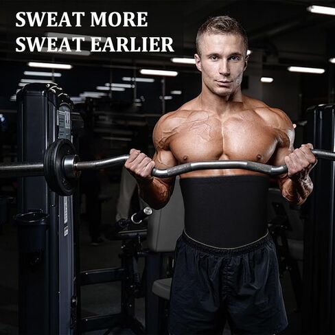 Waist Trainer Trimmer Workout Stomach Wrap Belt Sweat Belt Band for Men Lower Belly Band (Black and Silver, One Size) in Saudi Arabia