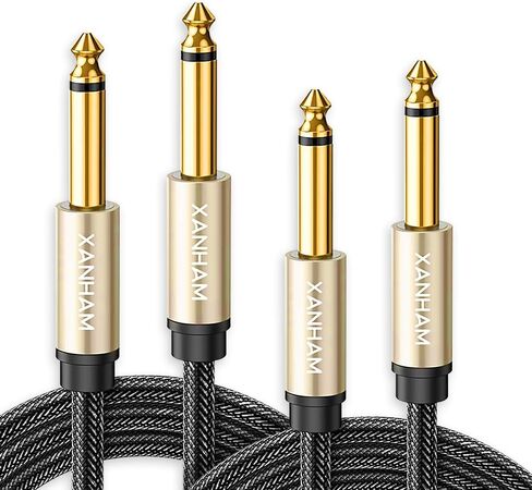 2-Pack 1/4 Inch TS Instrument Cable 6.6 Feet /2M Electric Guitar Cables Quarter Inch Mono Jack Cord for Electric Guitar, Mandolin, Bass AMP, Keyboard, Mixer, Equalizer in Kuwait