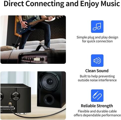 2-Pack 1/4 Inch TS Instrument Cable 6.6 Feet /2M Electric Guitar Cables Quarter Inch Mono Jack Cord for Electric Guitar, Mandolin, Bass AMP, Keyboard, Mixer, Equalizer in Kuwait
