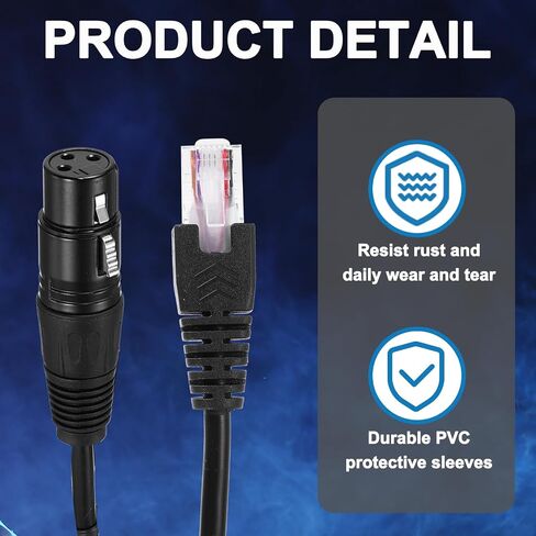 MECCANIXITY 3 دبوس DMX512 XLR أنثى إلى كابل محول ذكر RJ45، قطعتان كابل تمديد ميكروفون بطول 1.6 قدم XLR لاستوديوهات المسرح ووحدة التحكم في الإضاءة وعصا إضاءة الأنبوب in Saudi Arabia