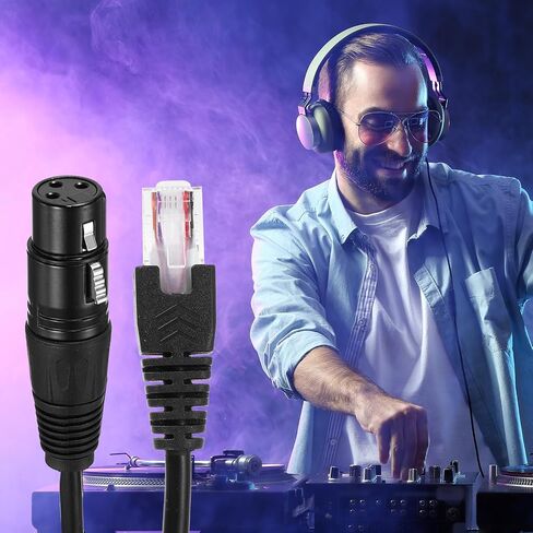 MECCANIXITY 3 دبوس DMX512 XLR أنثى إلى كابل محول ذكر RJ45، قطعتان كابل تمديد ميكروفون بطول 1.6 قدم XLR لاستوديوهات المسرح ووحدة التحكم في الإضاءة وعصا إضاءة الأنبوب in Saudi Arabia