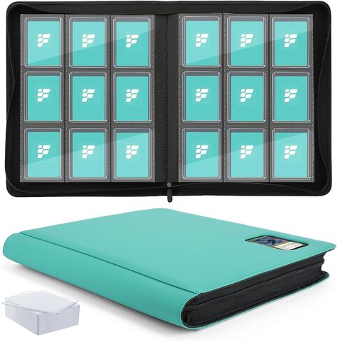 Top Loader Binder for Cards (Clear Window), Holds 288 Cards in 3"x4" Toploaders, Trading Card Binder 9 Pocket for TCG, MTG, YGO, Game Cards, Sports Cards(Sky blue) in Saudi Arabia