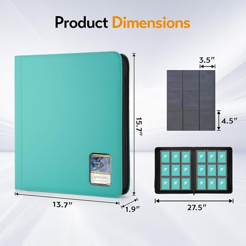 Top Loader Binder for Cards (Clear Window), Holds 288 Cards in 3"x4" Toploaders, Trading Card Binder 9 Pocket for TCG, MTG, YGO, Game Cards, Sports Cards(Sky blue) in Saudi Arabia