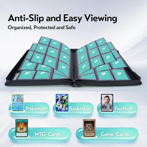 Top Loader Binder for Cards (Clear Window), Holds 288 Cards in 3"x4" Toploaders, Trading Card Binder 9 Pocket for TCG, MTG, YGO, Game Cards, Sports Cards(Sky blue) in Saudi Arabia