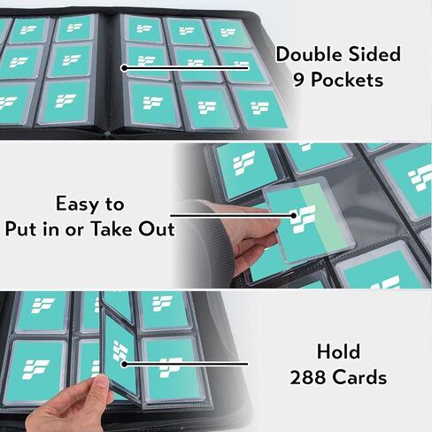 Top Loader Binder for Cards (Clear Window), Holds 288 Cards in 3"x4" Toploaders, Trading Card Binder 9 Pocket for TCG, MTG, YGO, Game Cards, Sports Cards(Sky blue) in Saudi Arabia