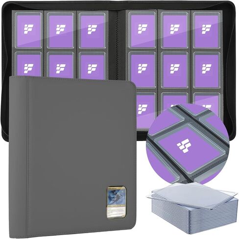 Top Loader Binder for Cards (Clear Window), Holds 288 Cards in 3"x4" Toploaders, Trading Card Binder 9 Pocket for TCG, MTG, YGO, Game Cards, Sports Cards(Sky blue) in Saudi Arabia