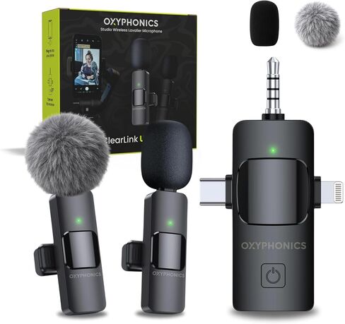 ميكروفون Lavalier لاسلكي احترافي (3 في 1) لأجهزة iPhone وiPad وAndroid - ميكروفون Studio Lapel لمدونات الفيديو على YouTube وTikTok وتسجيل مقاطع الفيديو والبودكاست - مشبك محمول - Mini Lav in Saudi Arabia