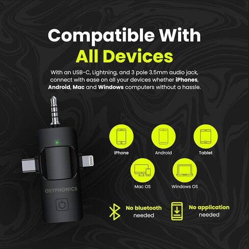 ميكروفون Lavalier لاسلكي احترافي (3 في 1) لأجهزة iPhone وiPad وAndroid - ميكروفون Studio Lapel لمدونات الفيديو على YouTube وTikTok وتسجيل مقاطع الفيديو والبودكاست - مشبك محمول - Mini Lav in Saudi Arabia
