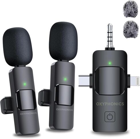 ميكروفون Lavalier لاسلكي احترافي (3 في 1) لأجهزة iPhone وiPad وAndroid - ميكروفون Studio Lapel لمدونات الفيديو على YouTube وTikTok وتسجيل مقاطع الفيديو والبودكاست - مشبك محمول - Mini Lav in Saudi Arabia