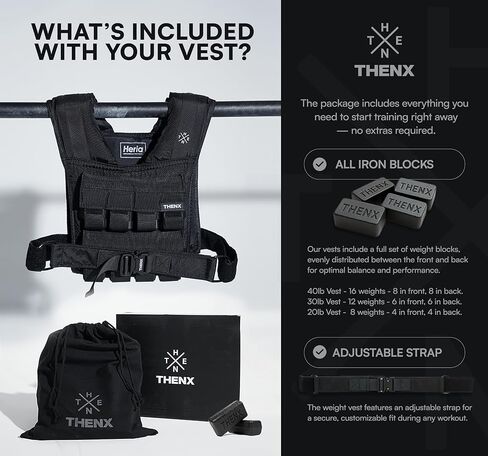 THENX Weighted Vest by Chris Heria – Adjustable Workout Vest for Men & Women – Calisthenics, Fitness, Running, Cross Training & Strength Training – Ergonomic Fit with Removable Weights in Saudi Arabia