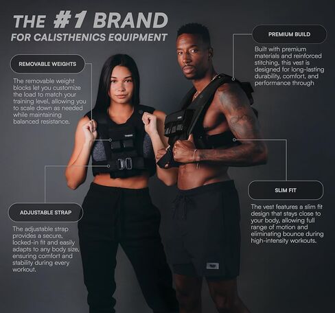 THENX Weighted Vest by Chris Heria – Adjustable Workout Vest for Men & Women – Calisthenics, Fitness, Running, Cross Training & Strength Training – Ergonomic Fit with Removable Weights in Saudi Arabia