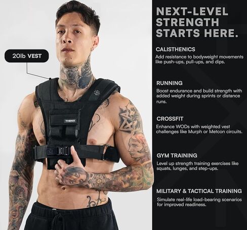 THENX Weighted Vest by Chris Heria – Adjustable Workout Vest for Men & Women – Calisthenics, Fitness, Running, Cross Training & Strength Training – Ergonomic Fit with Removable Weights in Saudi Arabia