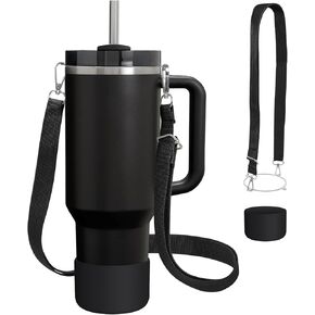 مجموعة إكسسوارات الأكواب متوافقة مع Stanley H2.0 وProtour 30oz 40oz، حامل مع حزام وحذاء واقٍ، مقبض كتف وحزام حمل متقاطع للنساء والرجال (شفاف، مناسب Stanleyy 30oz) in Kuwait