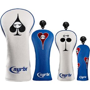 غطاء رأس نادي الجولف، عنصر البوكر، تصميم مطرز، إغلاق مغناطيسي، أنيق فاخر من جلد البولي يوريثان، غطاء رأس خشبي هجين من جلد البولي يوريثان in Kuwait