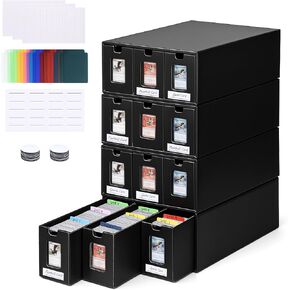 صندوق تخزين بطاقات التداول، [نوافذ العرض] صندوق منظم بطاقات من الورق المقوى أكثر من 12000 مع 48 مقسمًا لأكثر من 5800 بطاقة مزدوجة الأكمام، لـ TCG، وMTG، وYuGiOh، وPTCG، وبطاقات الألعاب الرياضية in Kuwait