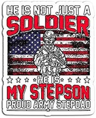 Mens He is Not Just A Solider My Stepson Proud Army Stepdad - ملصق جرافيك - تلقائي، جدار، كمبيوتر محمول، خلية، ملصق شاحنة للنوافذ والسيارات والشاحنات in Kuwait