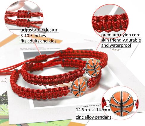 Basketball Bracelet – Adjustable Woven Jewelry with Alloy Basketball Charm, Perfect Gifts for Basketball Lovers, Friends, and Teammates – Ideal for Birthdays, Team Souvenirs, and Special Occasions in Kuwait