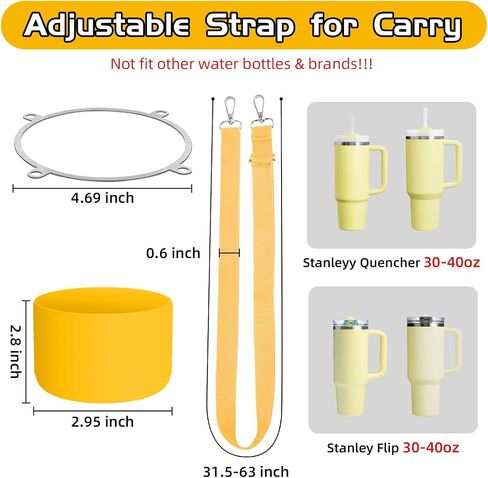Cup Accessories Set Compatible with Stanley H2.0 & Protour 30oz 40oz, Carrier with Strap & Protective Boot, Handle Shoulder Cross Carrying Strap for Women Men (Transparent, Fit Stanleyy 30oz) in Kuwait