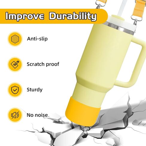 Cup Accessories Set Compatible with Stanley H2.0 & Protour 30oz 40oz, Carrier with Strap & Protective Boot, Handle Shoulder Cross Carrying Strap for Women Men (Transparent, Fit Stanleyy 30oz) in Kuwait