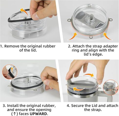 Cup Accessories Set Compatible with Stanley H2.0 & Protour 30oz 40oz, Carrier with Strap & Protective Boot, Handle Shoulder Cross Carrying Strap for Women Men (Transparent, Fit Stanleyy 30oz) in Kuwait