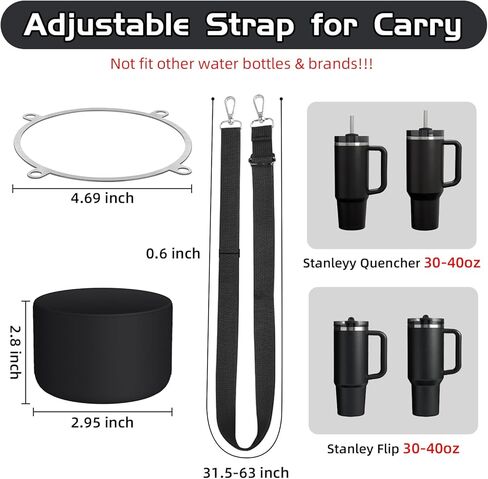 Cup Accessories Set Compatible with Stanley H2.0 & Protour 30oz 40oz, Carrier with Strap & Protective Boot, Handle Shoulder Cross Carrying Strap for Women Men (Transparent, Fit Stanleyy 30oz) in Kuwait