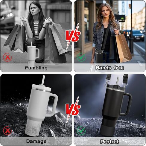 Cup Accessories Set Compatible with Stanley H2.0 & Protour 30oz 40oz, Carrier with Strap & Protective Boot, Handle Shoulder Cross Carrying Strap for Women Men (Transparent, Fit Stanleyy 30oz) in Kuwait