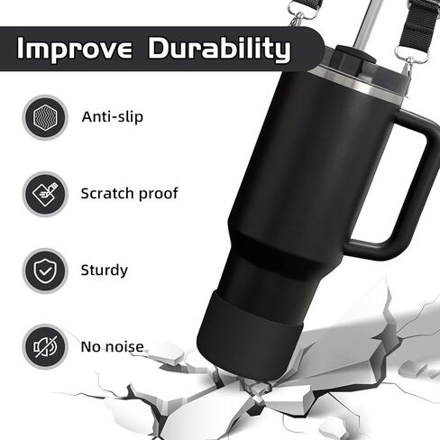 Cup Accessories Set Compatible with Stanley H2.0 & Protour 30oz 40oz, Carrier with Strap & Protective Boot, Handle Shoulder Cross Carrying Strap for Women Men (Transparent, Fit Stanleyy 30oz) in Kuwait