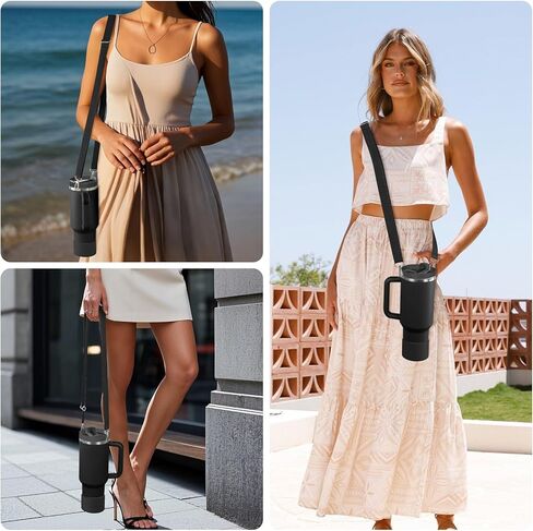 Cup Accessories Set Compatible with Stanley H2.0 & Protour 30oz 40oz, Carrier with Strap & Protective Boot, Handle Shoulder Cross Carrying Strap for Women Men (Transparent, Fit Stanleyy 30oz) in Kuwait