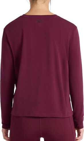 Reebok Women's Embroidery Hit Long Sleeve Crewneck Top, Standard Fit, Lightweight Stretch Cotton Fabric in Saudi Arabia