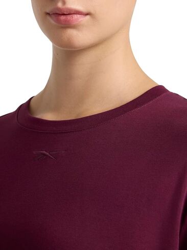 Reebok Women's Embroidery Hit Long Sleeve Crewneck Top, Standard Fit, Lightweight Stretch Cotton Fabric in Saudi Arabia