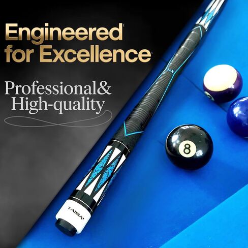 Tai ba cues 2-Piece Pool Stick with 1x1 Case, PU Rubber Grip, 13mm Multilayer Leather Tip, 58", Hardwood Canadian Maple Professional Billiard Pool Cue Stick 19-21 Oz in Saudi Arabia