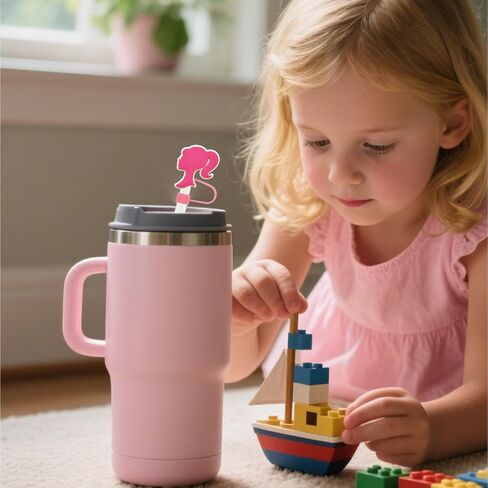 Straw Cover Cap for Stanley Cup (30-40 oz) Tumblers, Cute Pink 0.4"/9-10mm Silicone Accessories Dustproof BPA Free,3PCS Hot Pink Straw Lids Funny Gifts for Women & Girls in Saudi Arabia