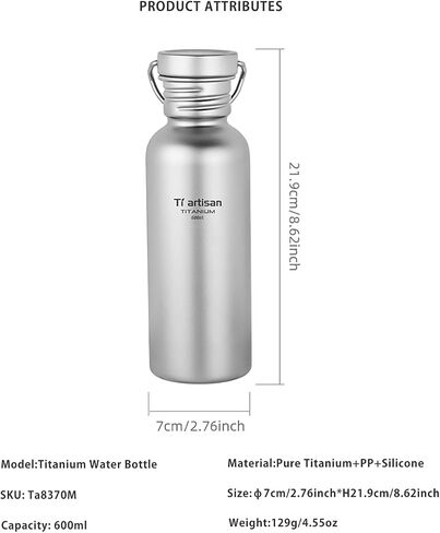 Titanium Water Bottle Sport Bottle Ultralight Leakproof for Outdoor Camping Hiking (750ml) in Saudi Arabia